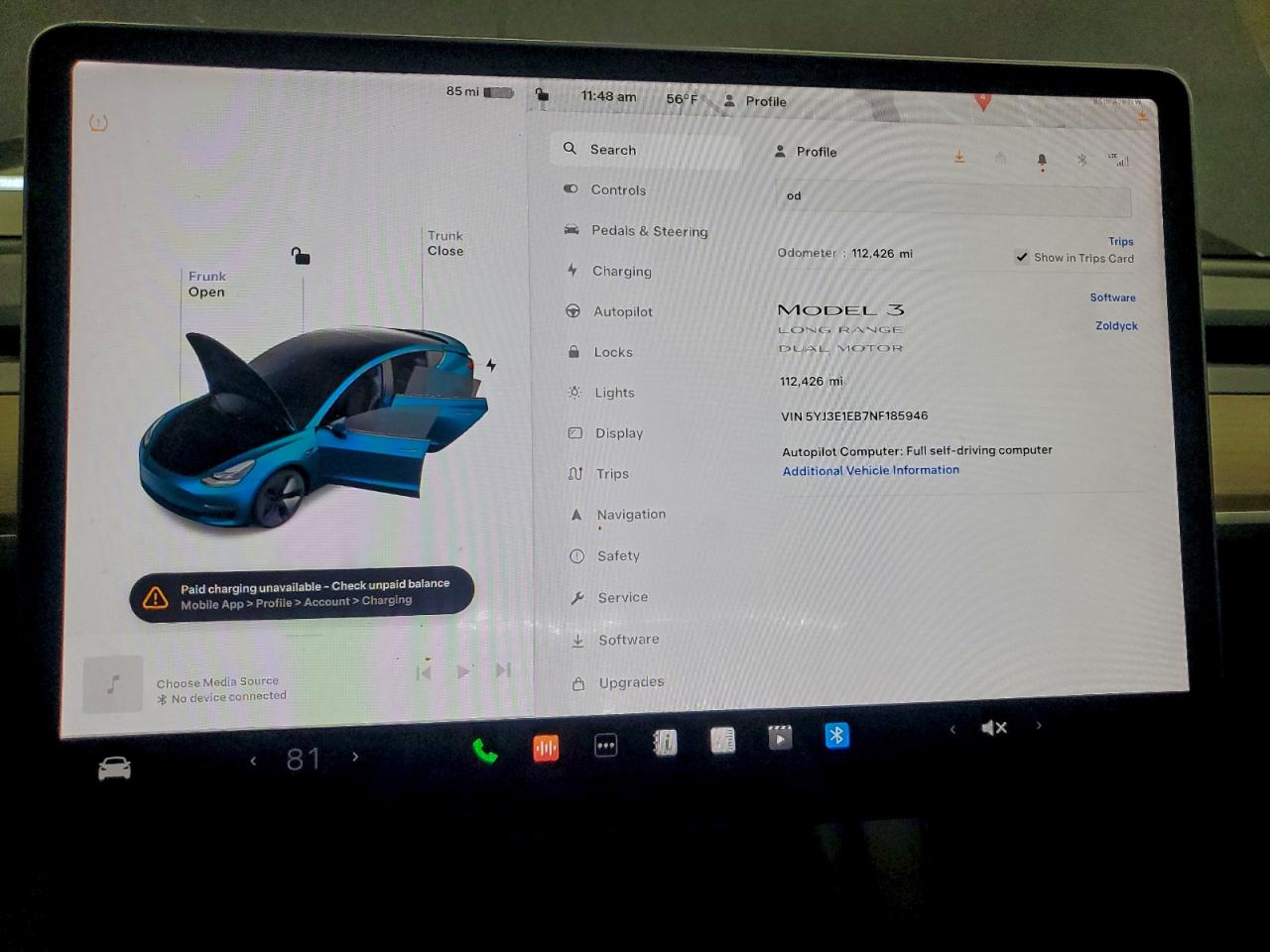 2022 Tesla Model 3 VIN: 5YJ3E1EB7NF185946 Lot: 94383435