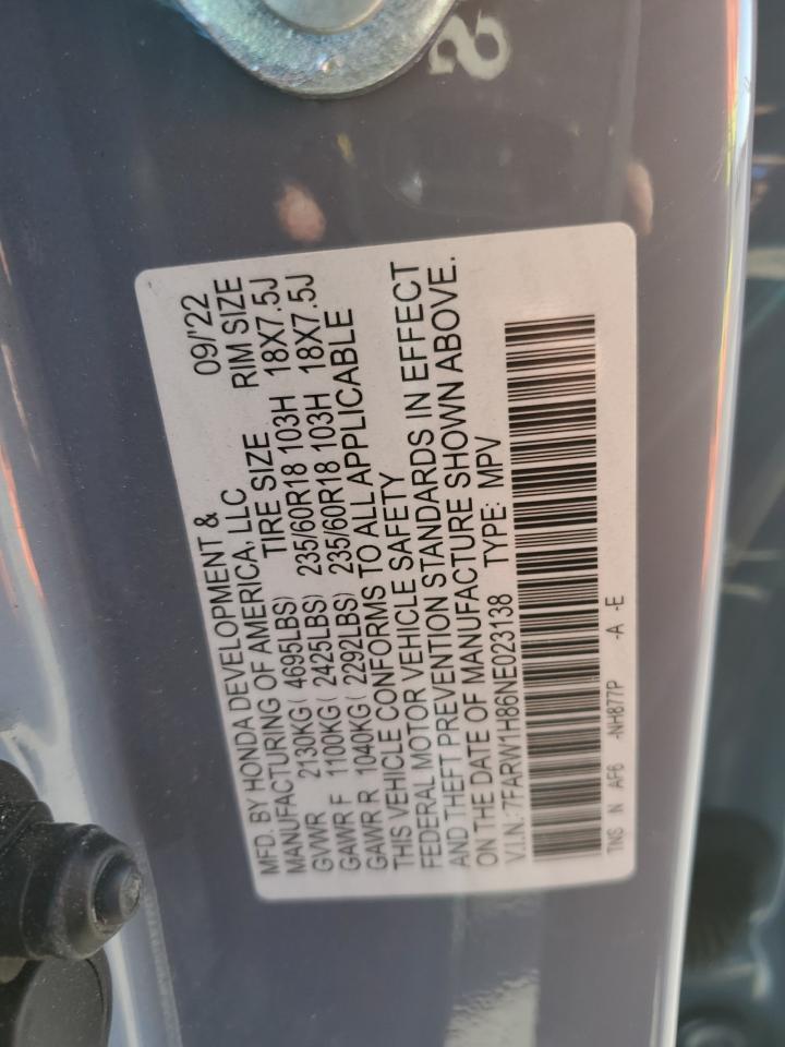 2022 Honda Cr-V Exl VIN: 7FARW1H86NE023138 Lot: 91282185