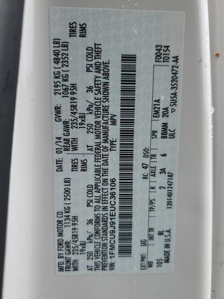 2014 Ford Escape Titanium VIN: 1FMCU9J91EUC36106 Lot: 93298125