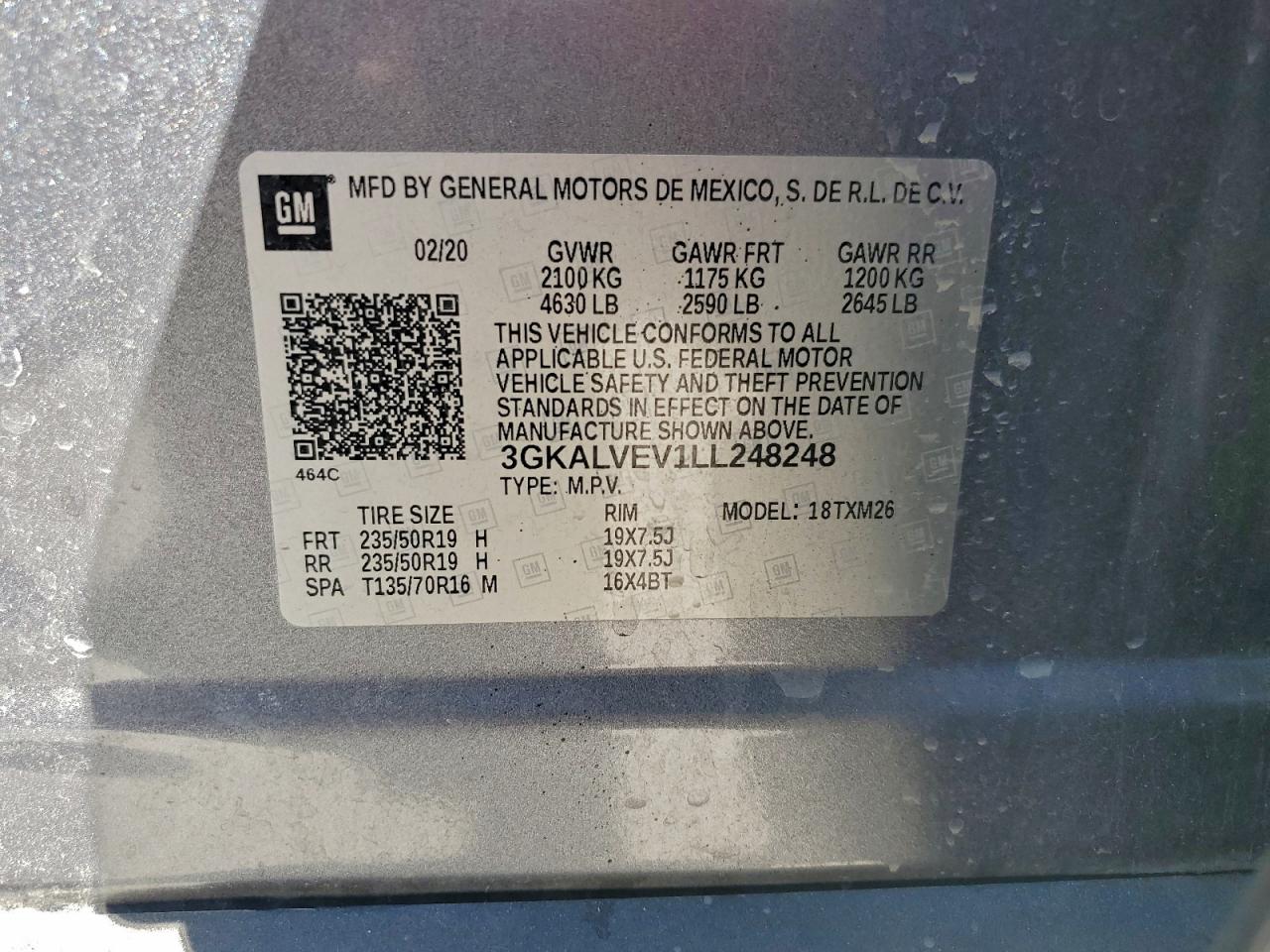 2020 GMC Terrain Slt VIN: 3GKALVEV1LL248248 Lot: 92736635