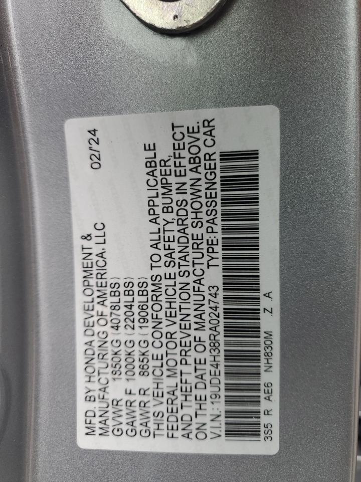 2024 Acura Integra A-Spec VIN: 19UDE4H38RA024743 Lot: 91389255