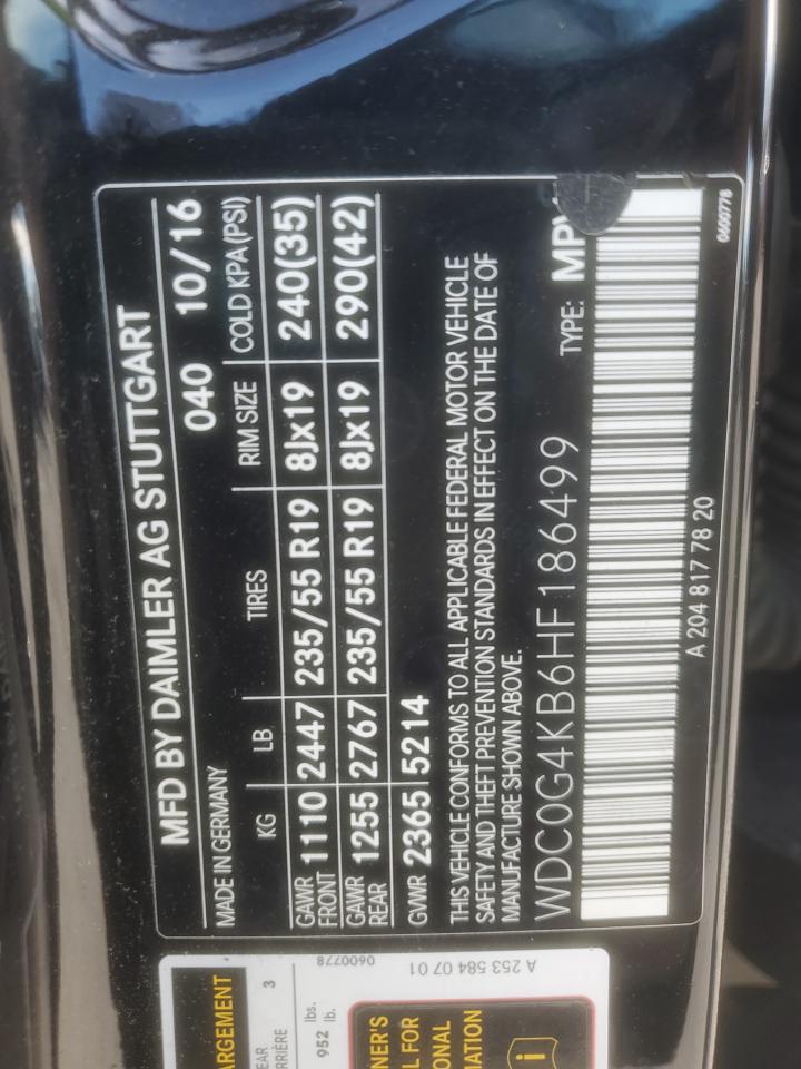 2017 Mercedes-Benz Glc 300 4Matic VIN: WDC0G4KB6HF186499 Lot: 91214155