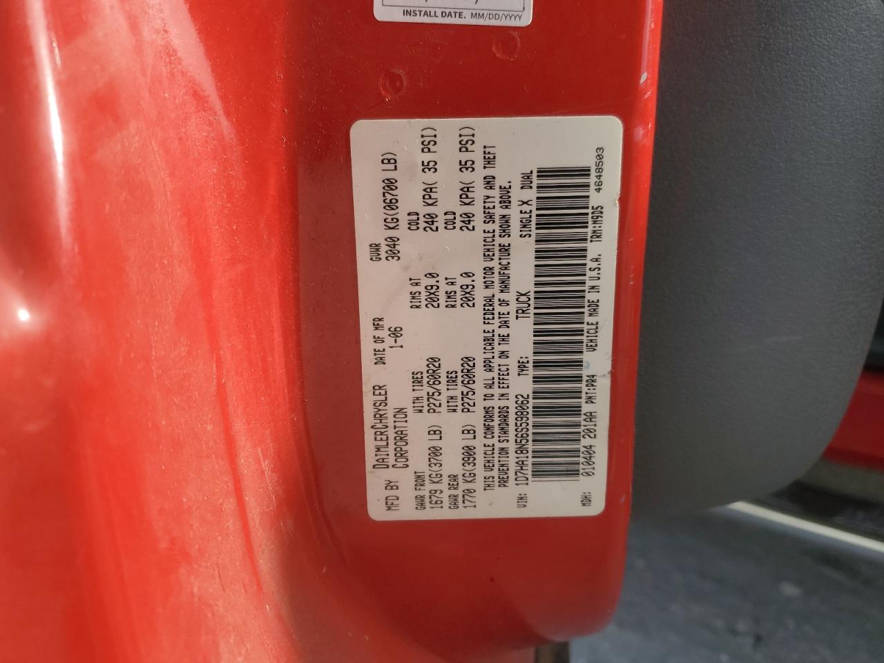 2006 Dodge Ram 1500 St VIN: 1D7HA18N56S598062 Lot: 92353605