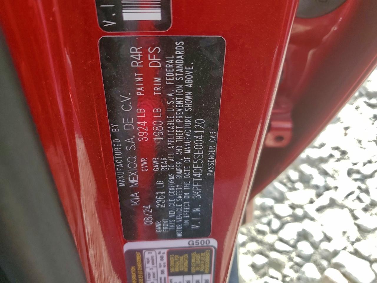 2025 Kia K4 Lx VIN: 3KPFT4DE5SE004120 Lot: 93772665