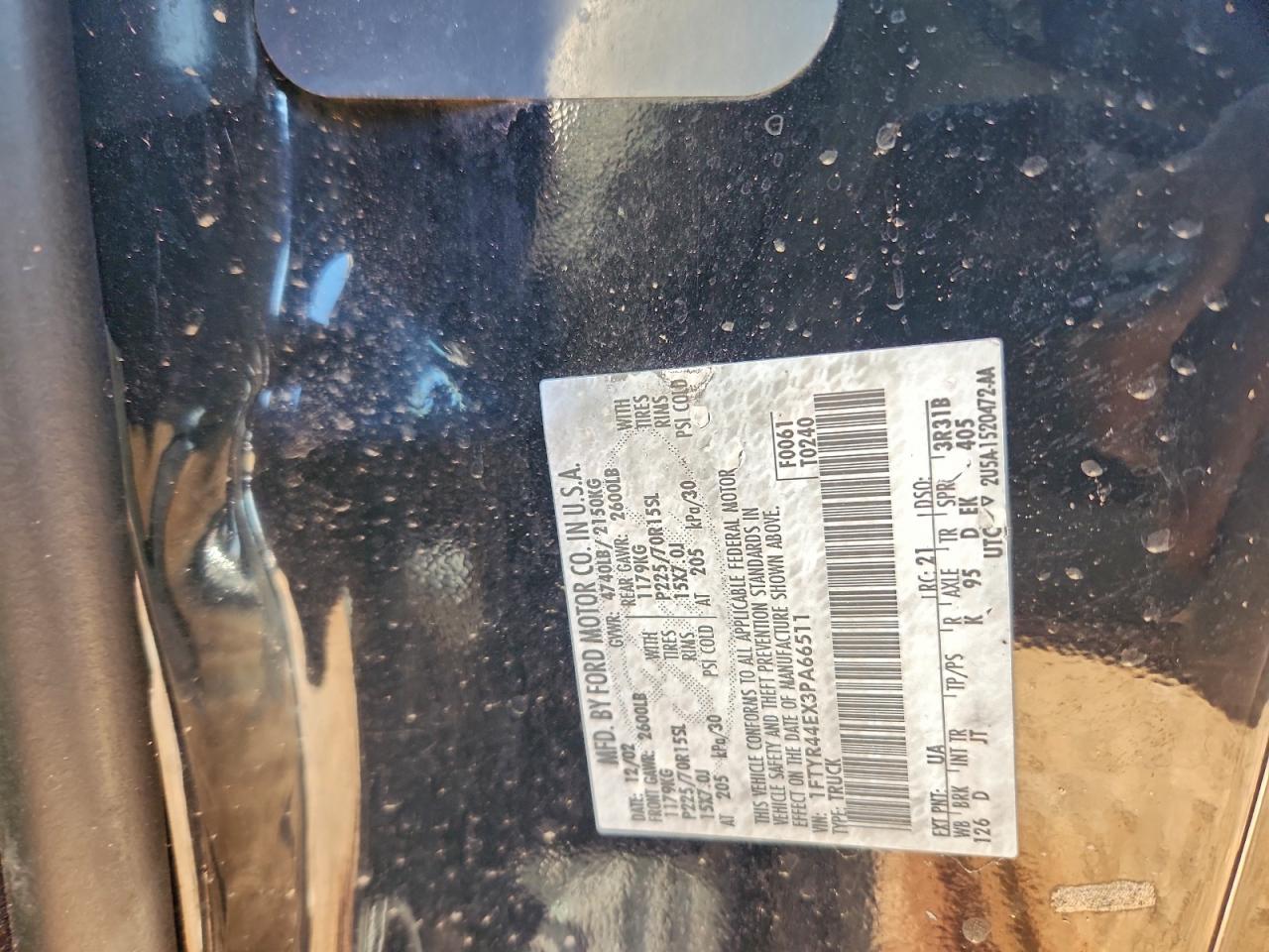 2003 Ford Ranger Super Cab VIN: 1FTYR44EX3PA66511 Lot: 94465745