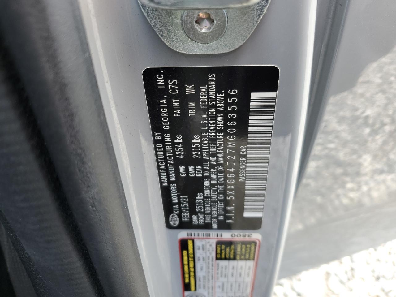 2021 Kia K5 Gt Line VIN: 5XXG64J27MG063556 Lot: 92066735