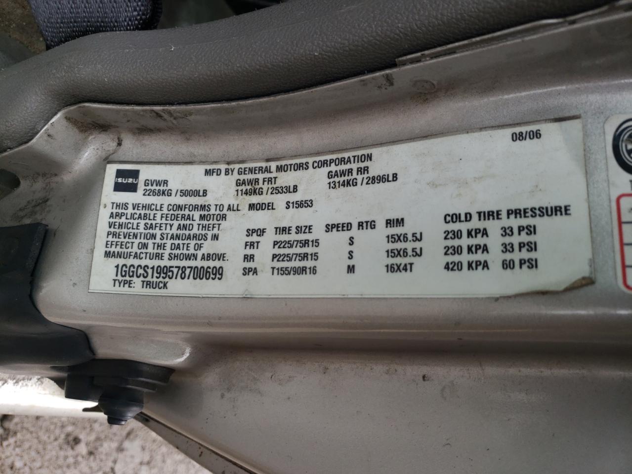 2007 Isuzu I-290 VIN: 1GGCS199578700699 Lot: 93980595