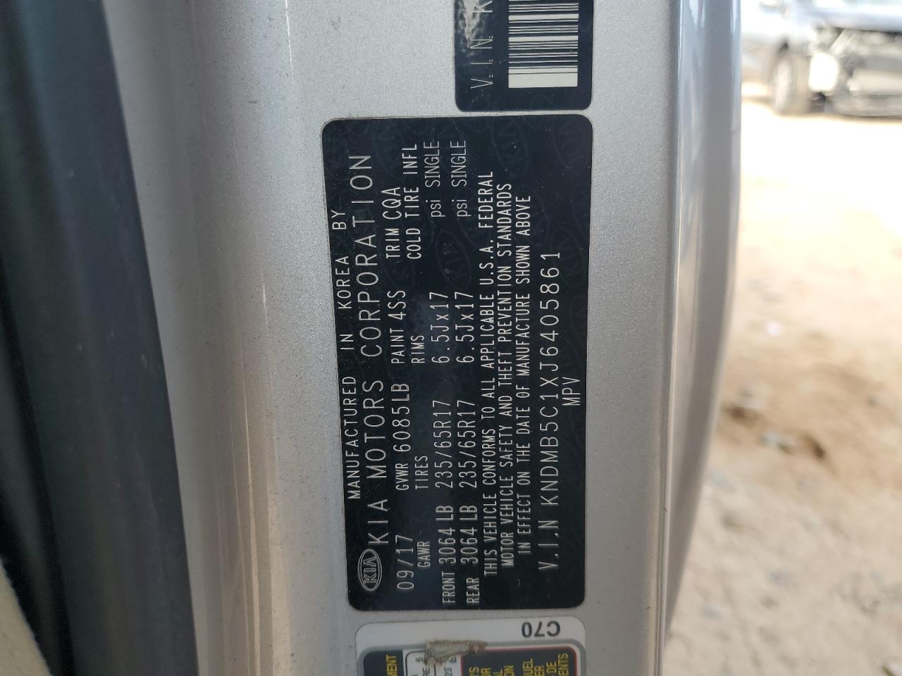 2018 Kia Sedona Lx VIN: KNDMB5C1XJ6405861 Lot: 92640375