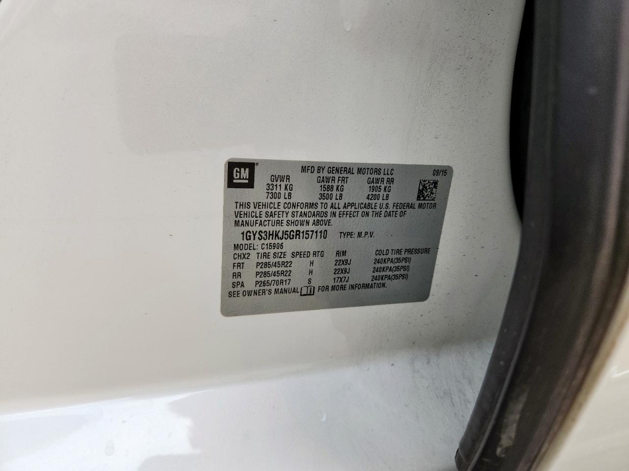 2016 Cadillac Escalade Esv Luxury VIN: 1GYS3HKJ5GR157110 Lot: 93515095