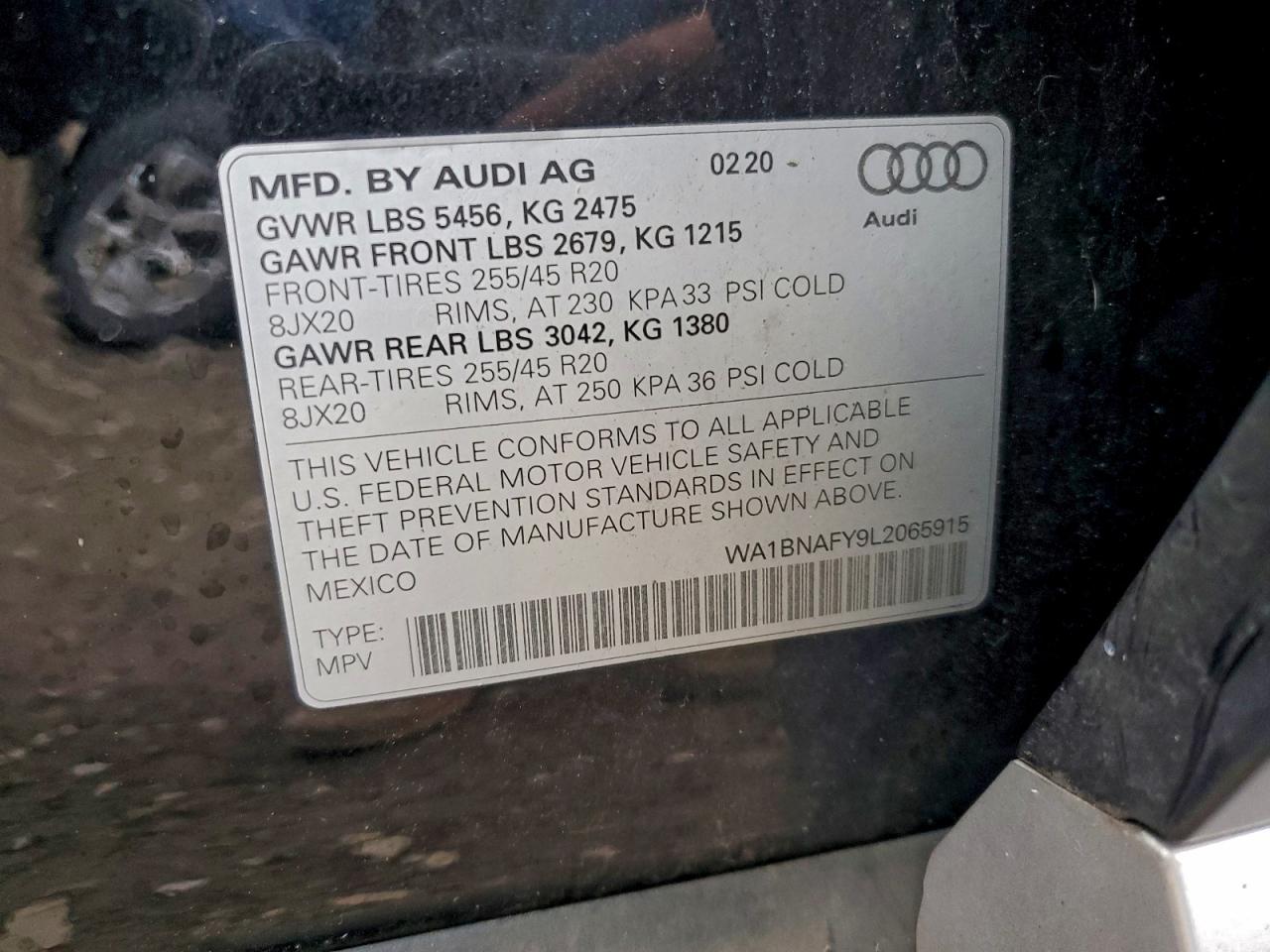 2020 Audi Q5 Premium Plus VIN: WA1BNAFY9L2065915 Lot: 94271245