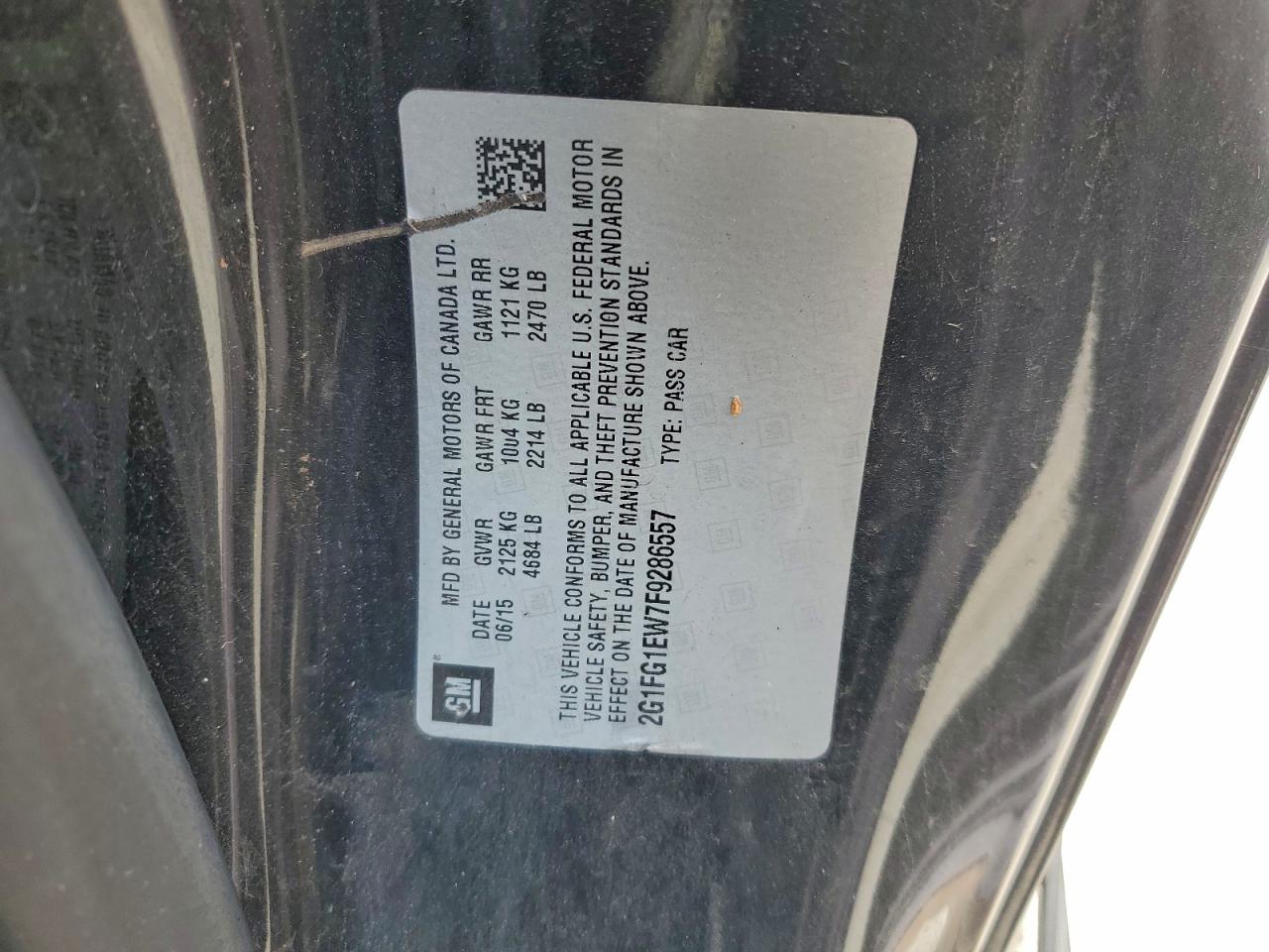 2015 Chevrolet Camaro Ss VIN: 2G1FG1EW7F9286557 Lot: 92792645