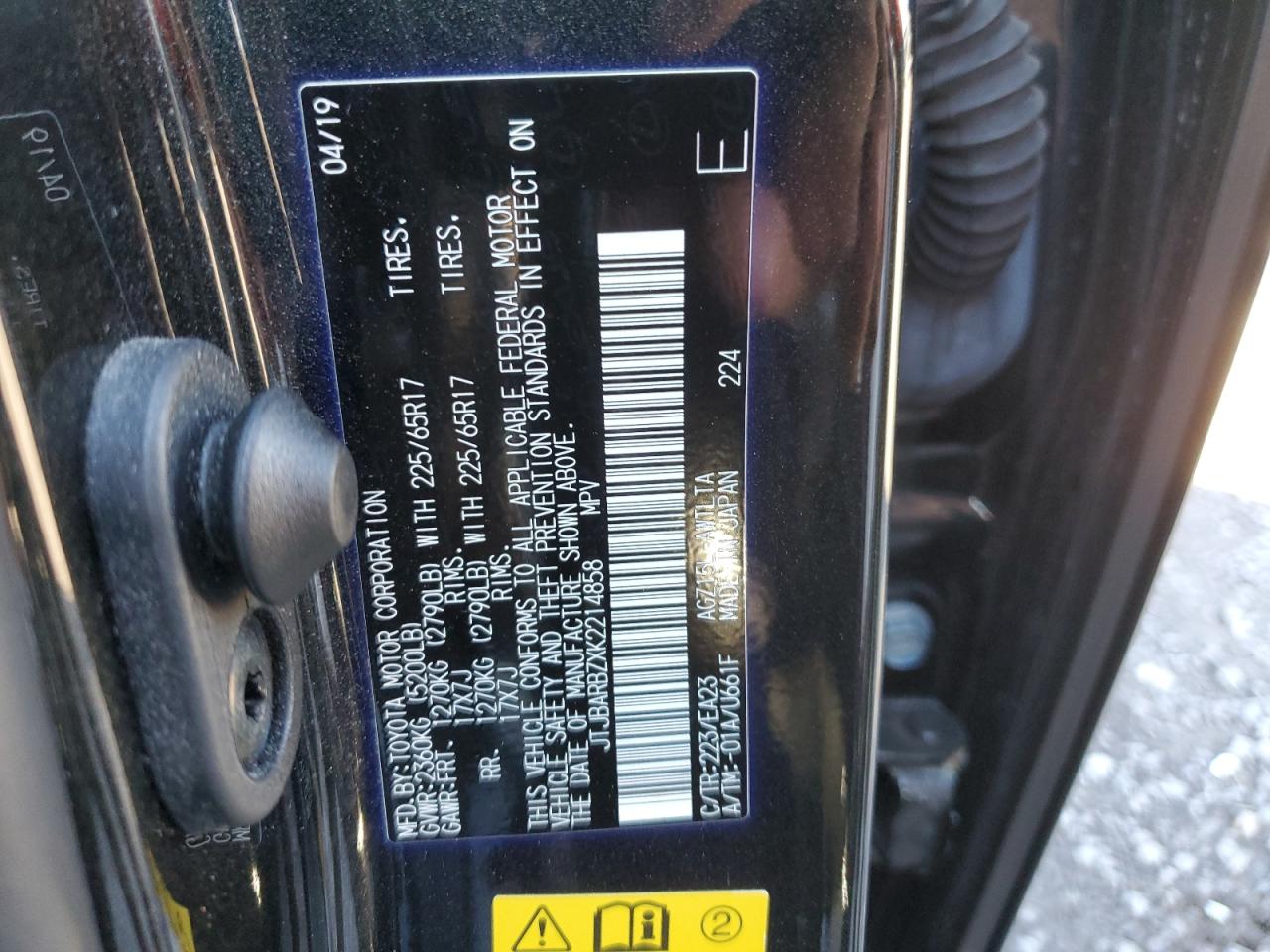 2019 Lexus Nx 300 Base VIN: JTJBARBZXK2214858 Lot: 92495265