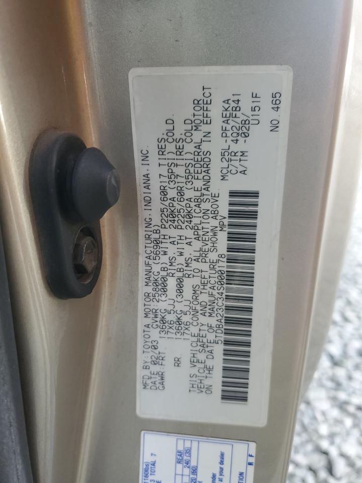 2004 Toyota Sienna Le VIN: 5TDBA23C34S000178 Lot: 92529325