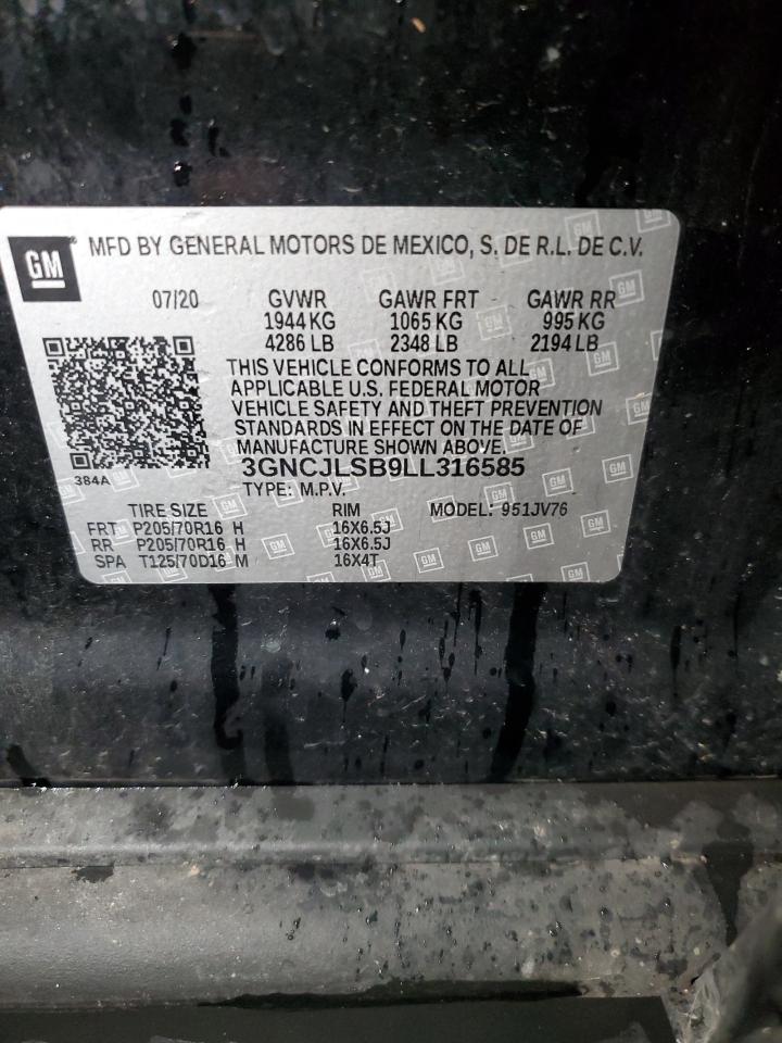 2020 Chevrolet Trax 1Lt VIN: 3GNCJLSB9LL316585 Lot: 93070025