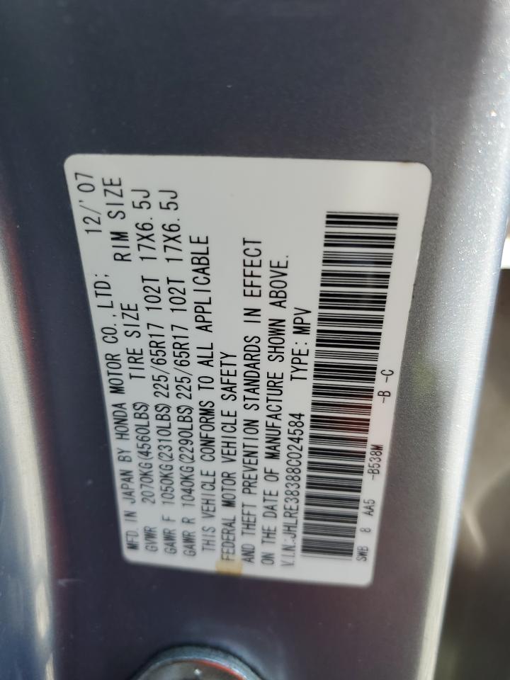 2008 Honda Cr-V Lx VIN: JHLRE38388C024584 Lot: 92219295