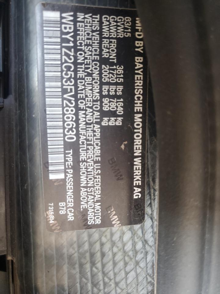 2015 BMW I3 Bev VIN: WBY1Z2C53FV286630 Lot: 91676305