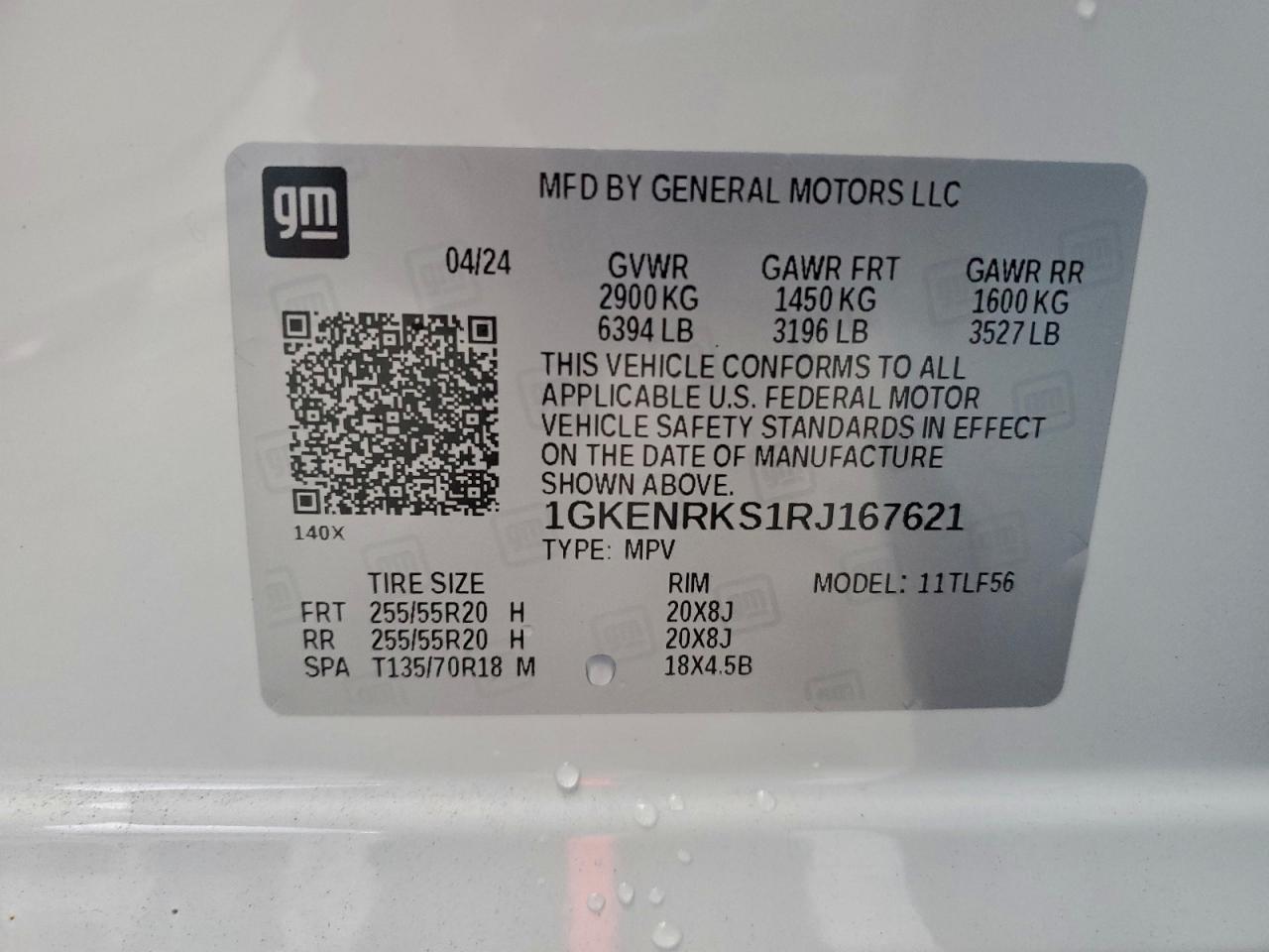 2024 GMC Acadia Denali VIN: 1GKENRKS1RJ167621 Lot: 94104445