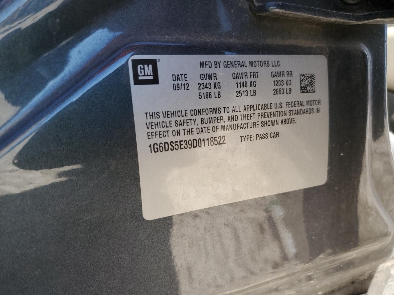 2013 Cadillac Cts Premium Collection VIN: 1G6DS5E39D0118522 Lot: 92831805