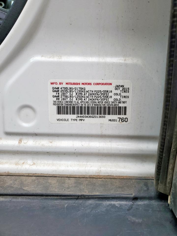 2016 Mitsubishi Outlander Se VIN: JA4AD3A36GZ013693 Lot: 93861295