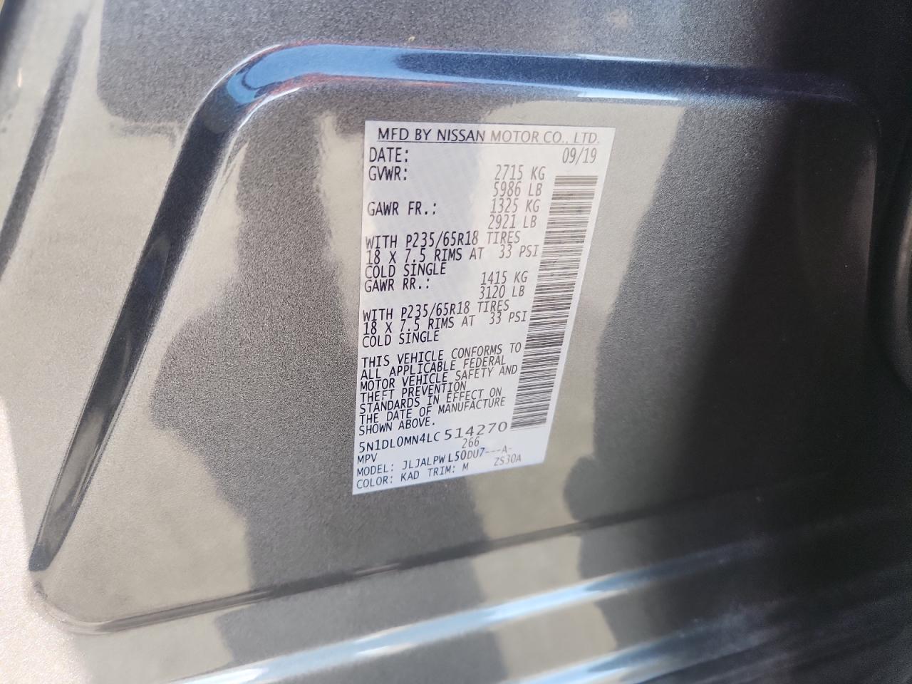 2020 Infiniti Qx60 Luxe VIN: 5N1DL0MN4LC514270 Lot: 92852325