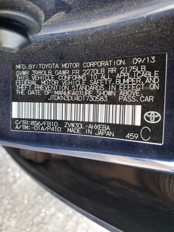 2013 Toyota Prius VIN: JTDKN3DU4D1730583 Lot: 93293815