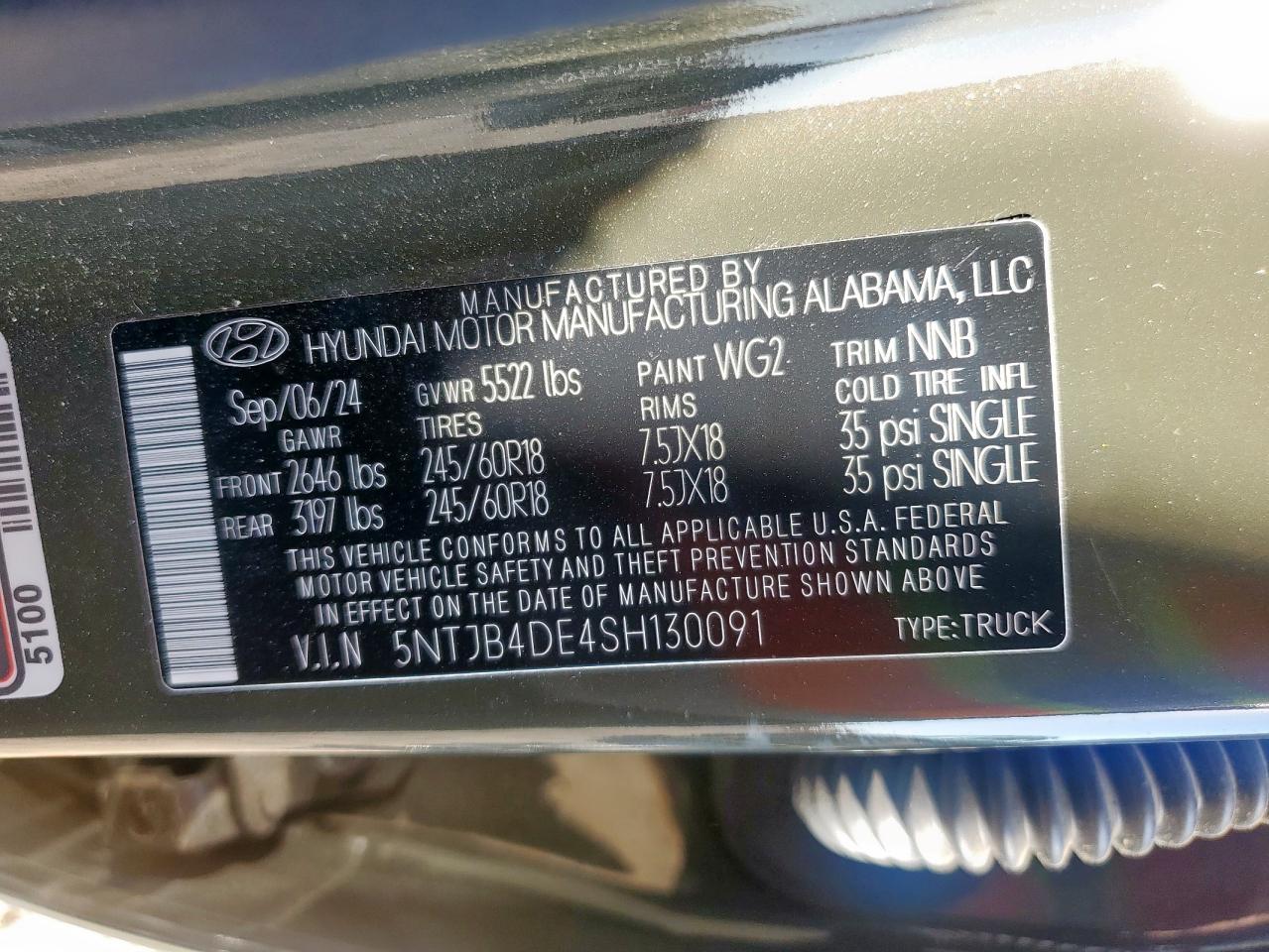 2025 Hyundai Santa Cruz Sel VIN: 5NTJB4DE4SH130091 Lot: 91996545