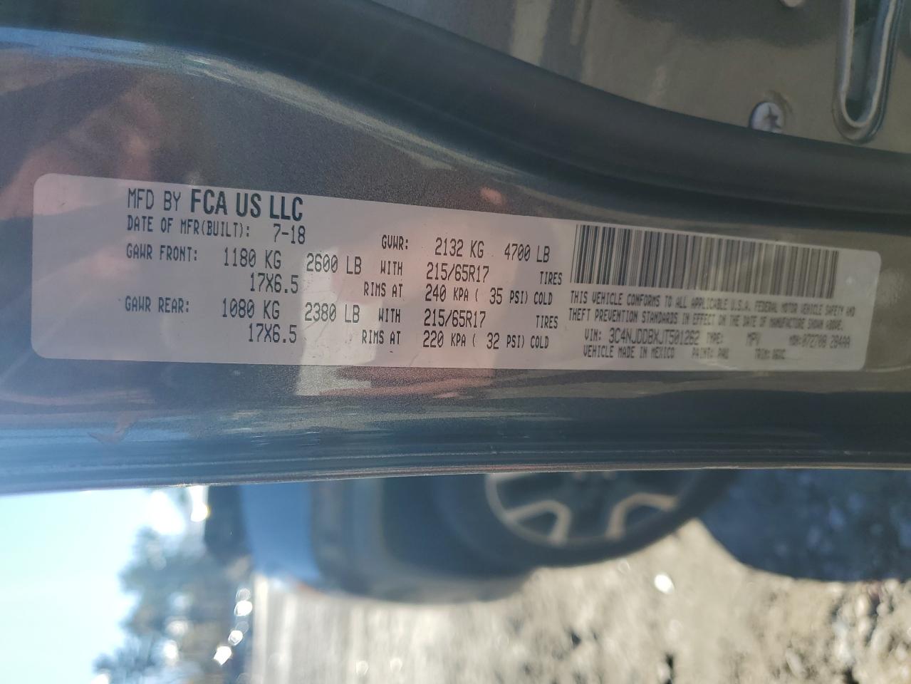 2018 Jeep Compass Trailhawk VIN: 3C4NJDDBXJT501262 Lot: 91514485