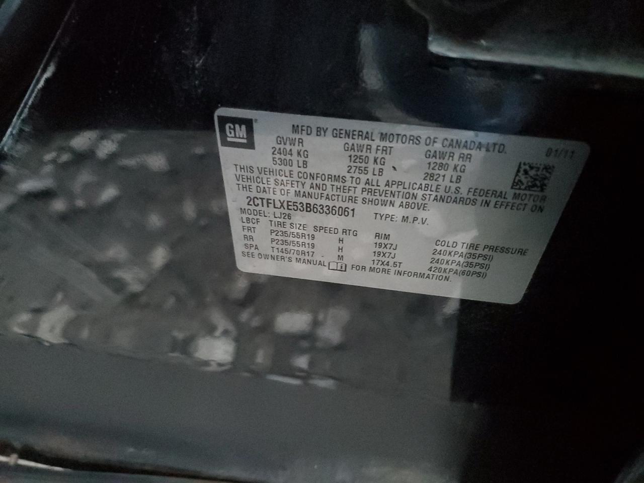 2011 GMC Terrain Sle VIN: 2CTALSEC4B6276464 Lot: 92805525