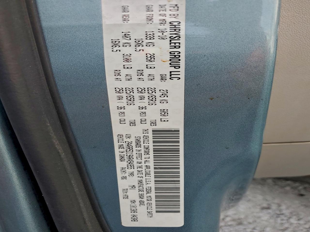 2010 Chrysler Town & Country Touring VIN: 2A4RR5D19AR494955 Lot: 94404785