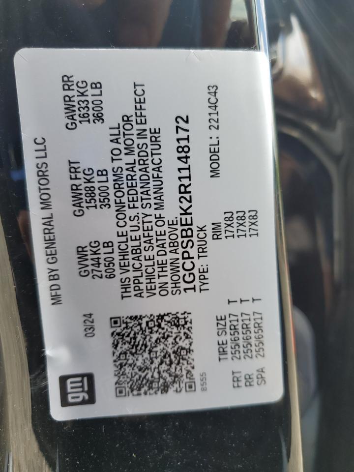 2024 Chevrolet Colorado VIN: 1GCPSBEK2R1148172 Lot: 91879155