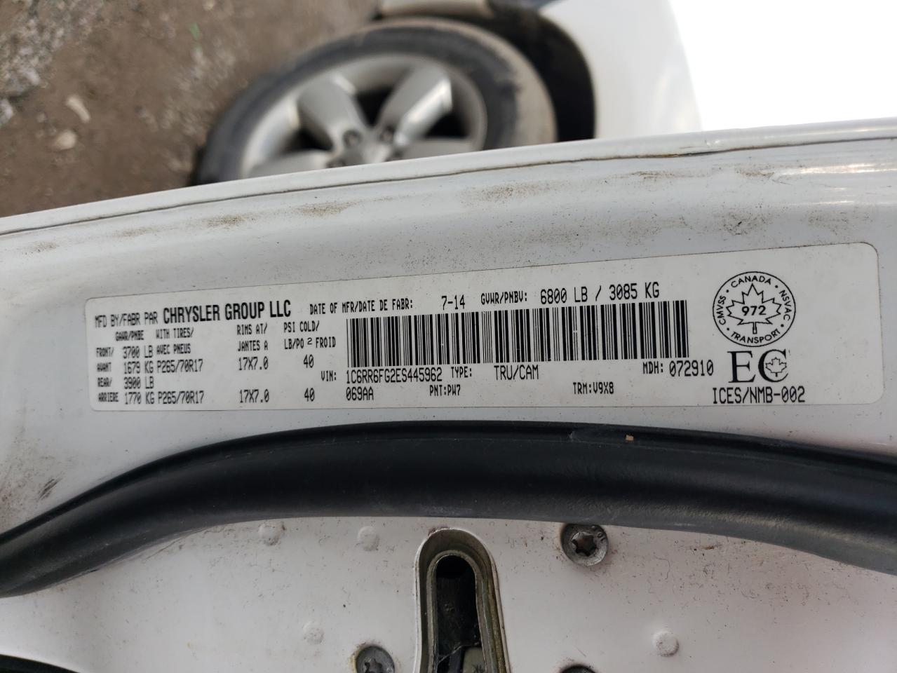 2014 Ram 1500 St VIN: 1C6RR6FG2ES445962 Lot: 90433755