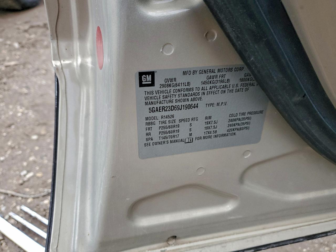 2009 Buick Enclave Cxl VIN: 5GAER23D69J190644 Lot: 93875165