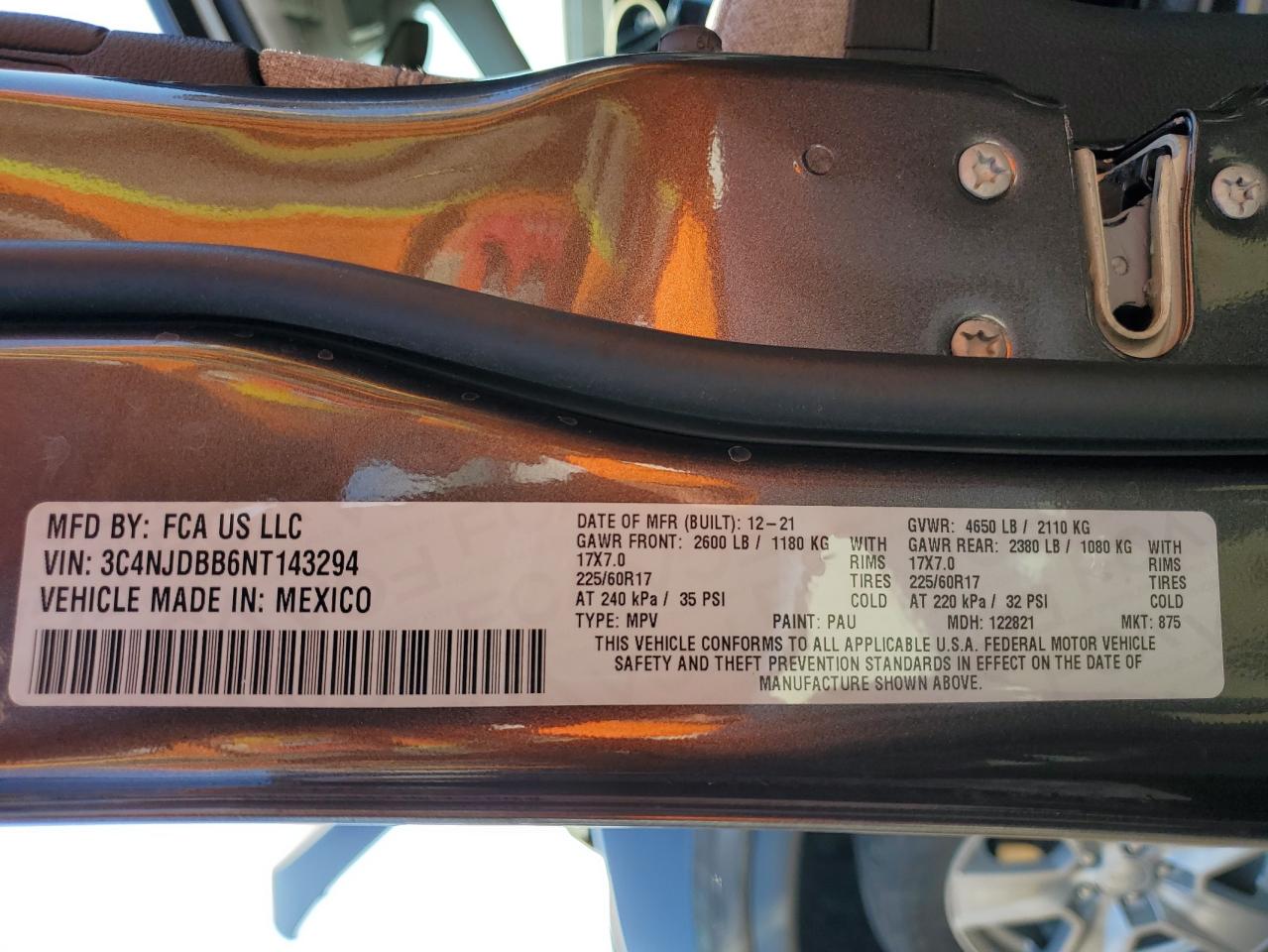 2022 Jeep Compass Latitude VIN: 3C4NJDBB6NT143294 Lot: 91241175