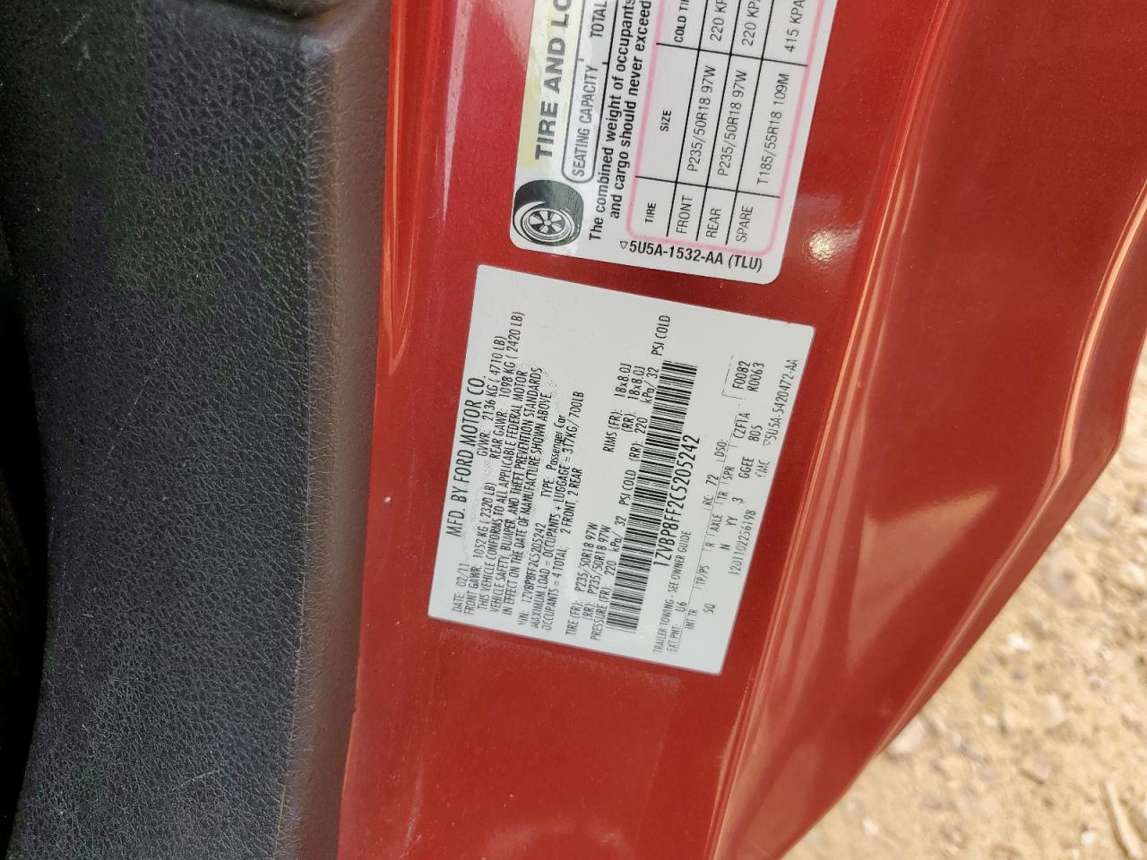 2012 Ford Mustang Gt VIN: 1ZVBP8FF2C5205242 Lot: 93468405