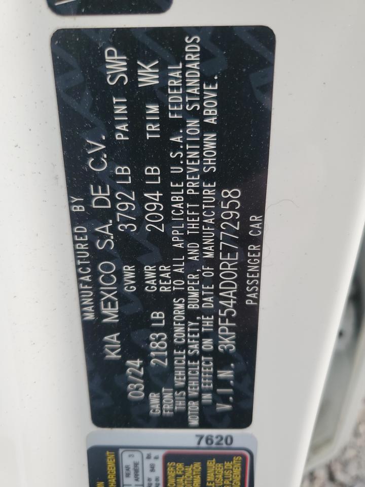 2024 Kia Forte Gt Line VIN: 3KPF54AD0RE772958 Lot: 92900065