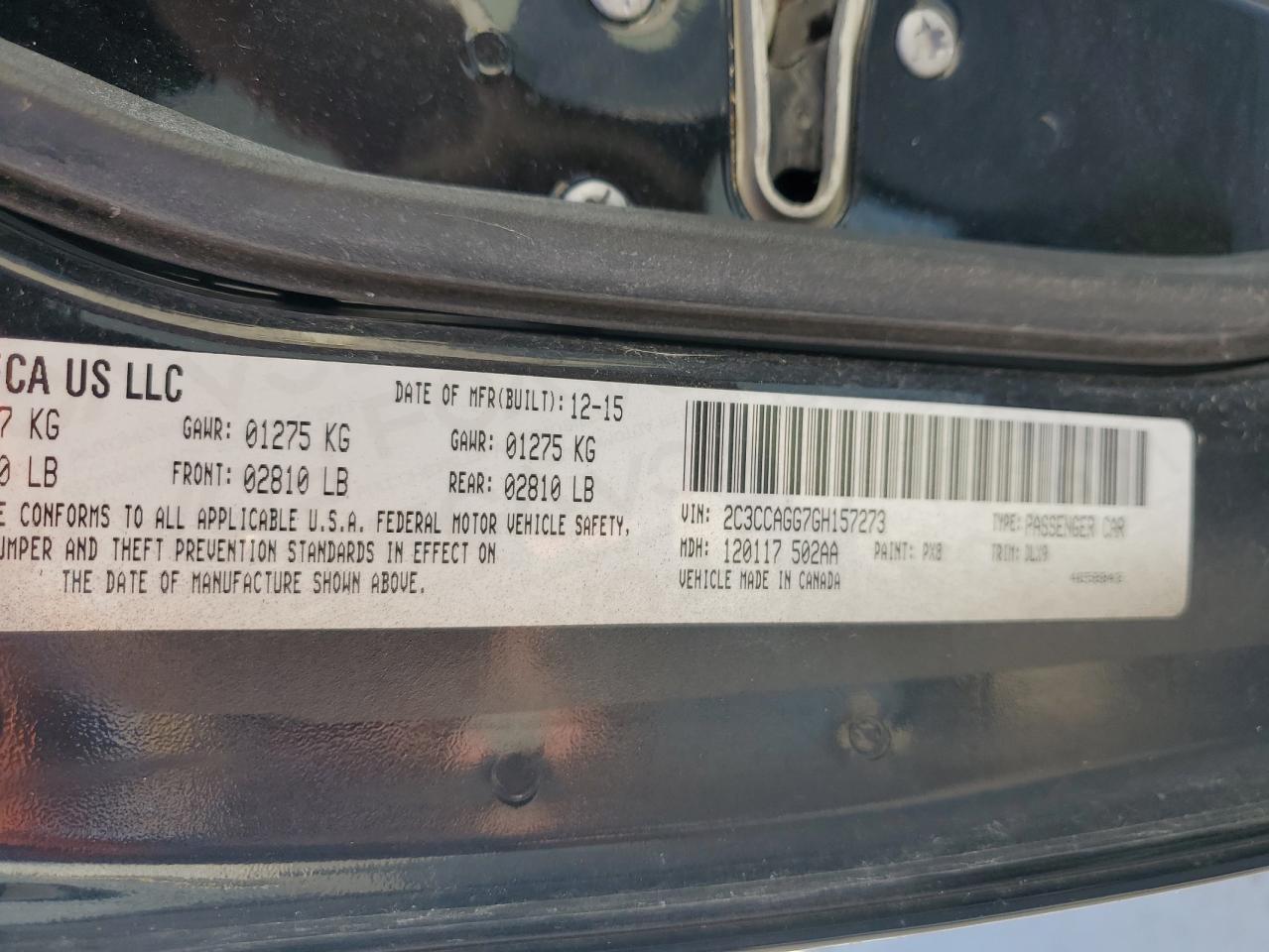 2016 Chrysler 300 S VIN: 2C3CCAGG7GH157273 Lot: 91493435