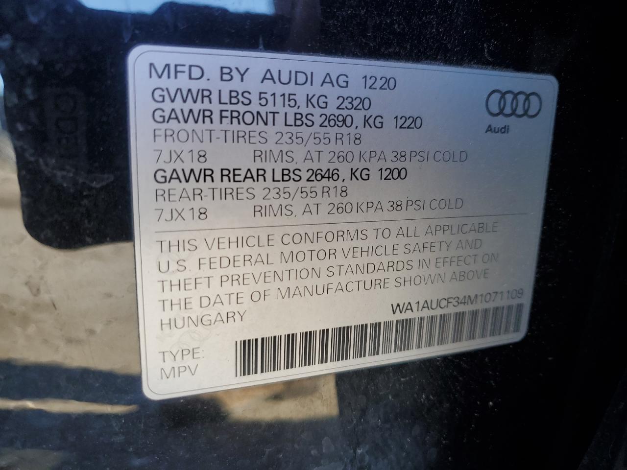 2021 Audi Q3 Premium 40 VIN: WA1AUCF34M1071109 Lot: 91848345