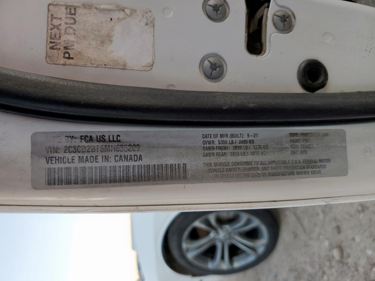 2021 Dodge Challenger R/T VIN: 2C3CDZBT6MH635209 Lot: 91122665