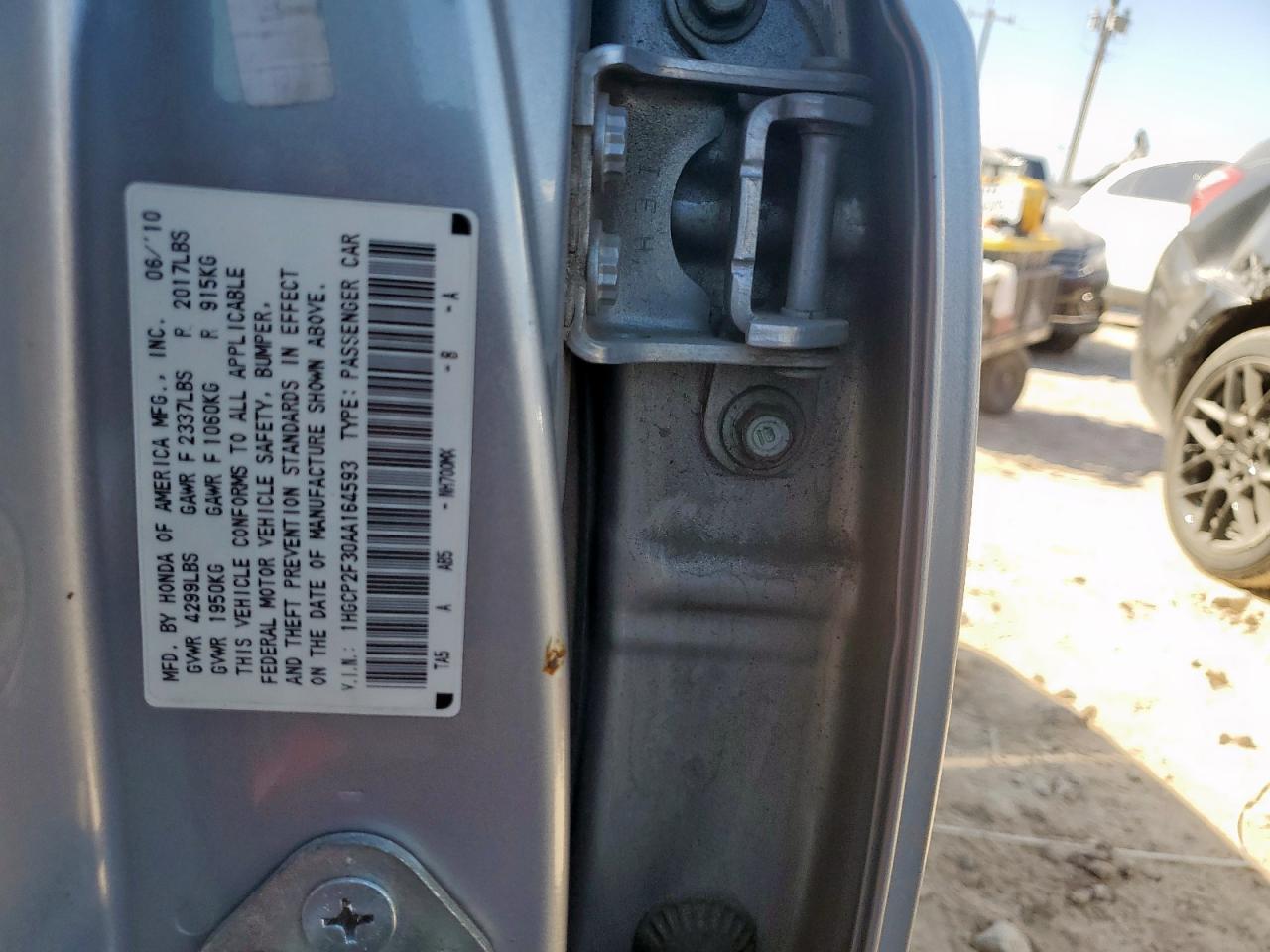 2010 Honda Accord Lx VIN: 1HGCP2F30AA164593 Lot: 92015815