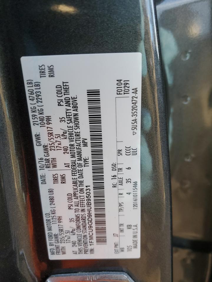 2017 Ford Escape Se VIN: 1FMCU9GD9HUB95031 Lot: 93285875