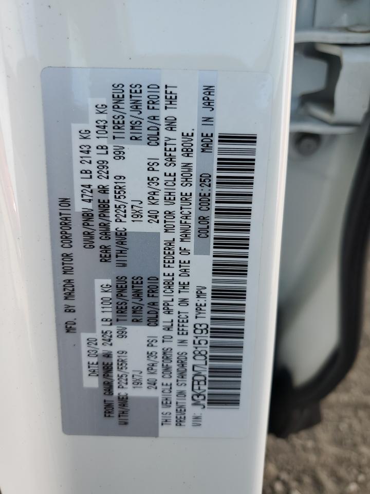 2020 Mazda Cx-5 Grand Touring VIN: JM3KFBDM7L0815193 Lot: 90809415