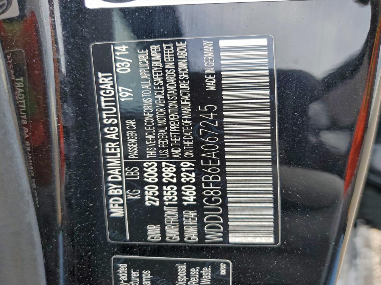 2014 Mercedes-Benz S 550 4Matic VIN: WDDUG8FB6EA067245 Lot: 93911975