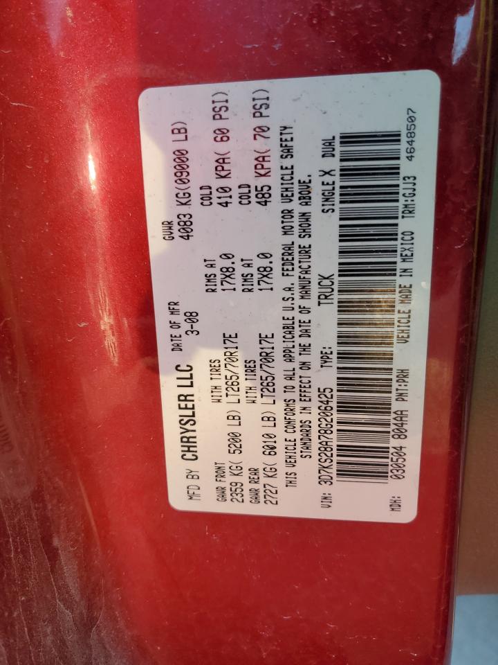 2008 Dodge Ram 2500 St VIN: 3D7KS28A78G206425 Lot: 92797995