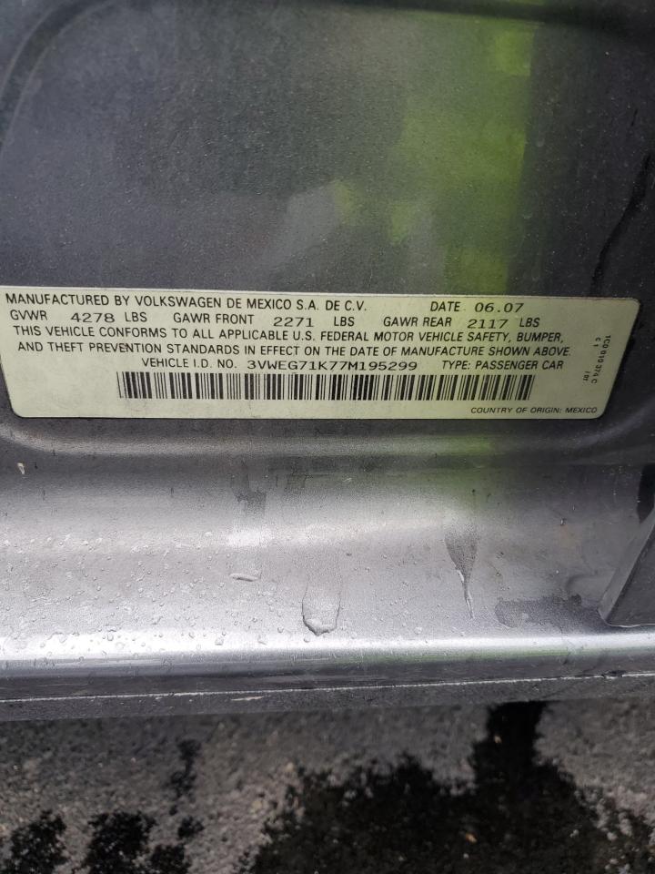 2007 Volkswagen Jetta Wolfsburg VIN: 3VWEG71K77M195299 Lot: 91474655