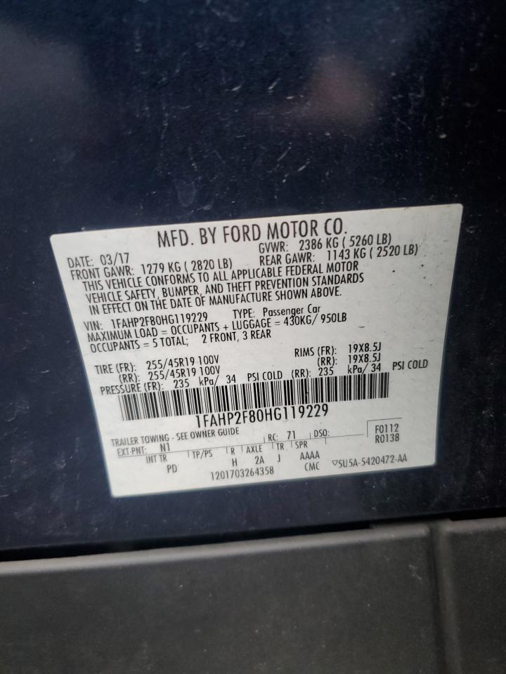 2017 Ford Taurus Limited VIN: 1FAHP2F80HG119229 Lot: 93290955