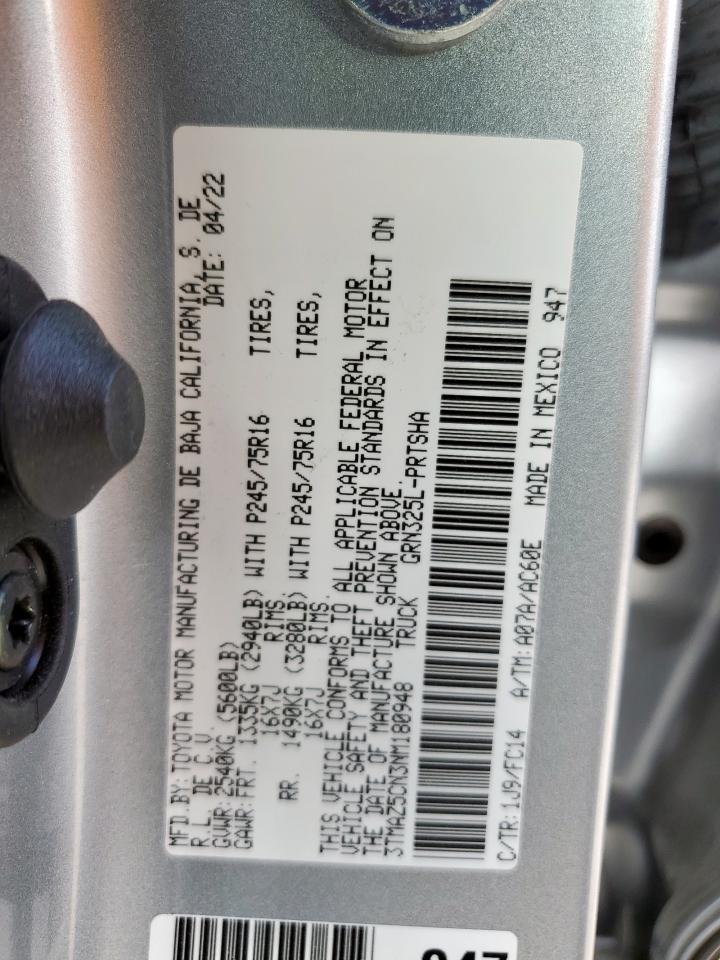 2022 Toyota Tacoma Double Cab VIN: 3TMAZ5CN3NM180948 Lot: 93069375