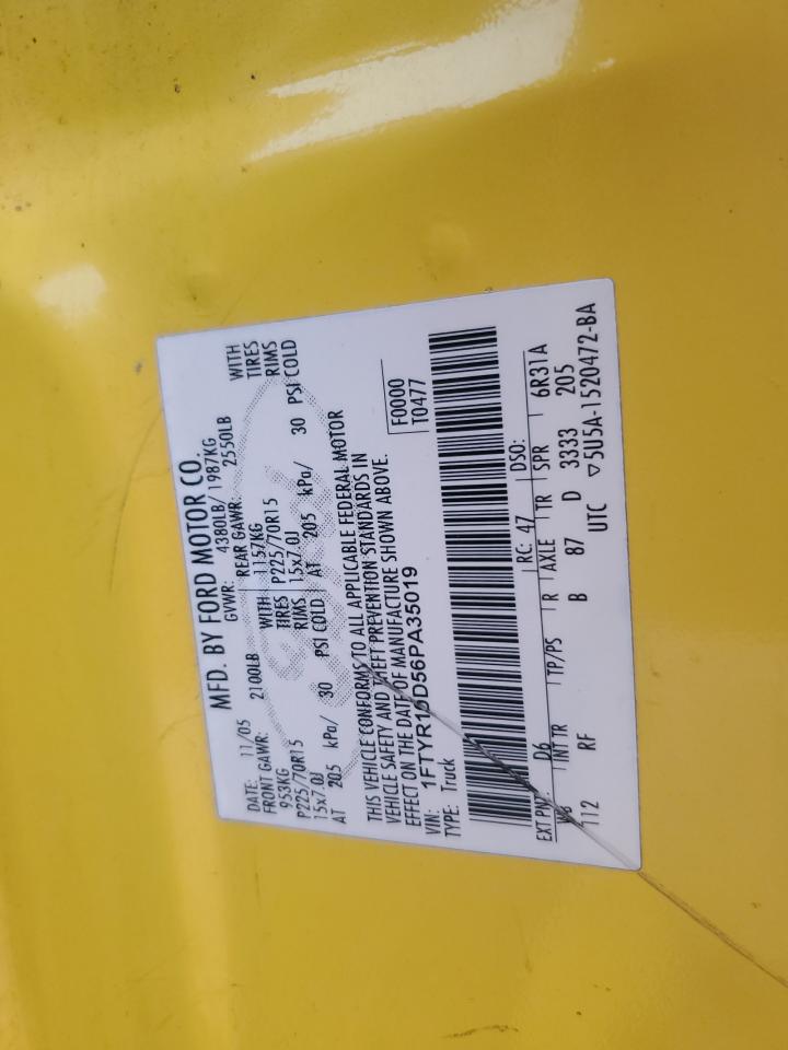 2006 Ford Ranger VIN: 1FTYR10D56PA35019 Lot: 91919765