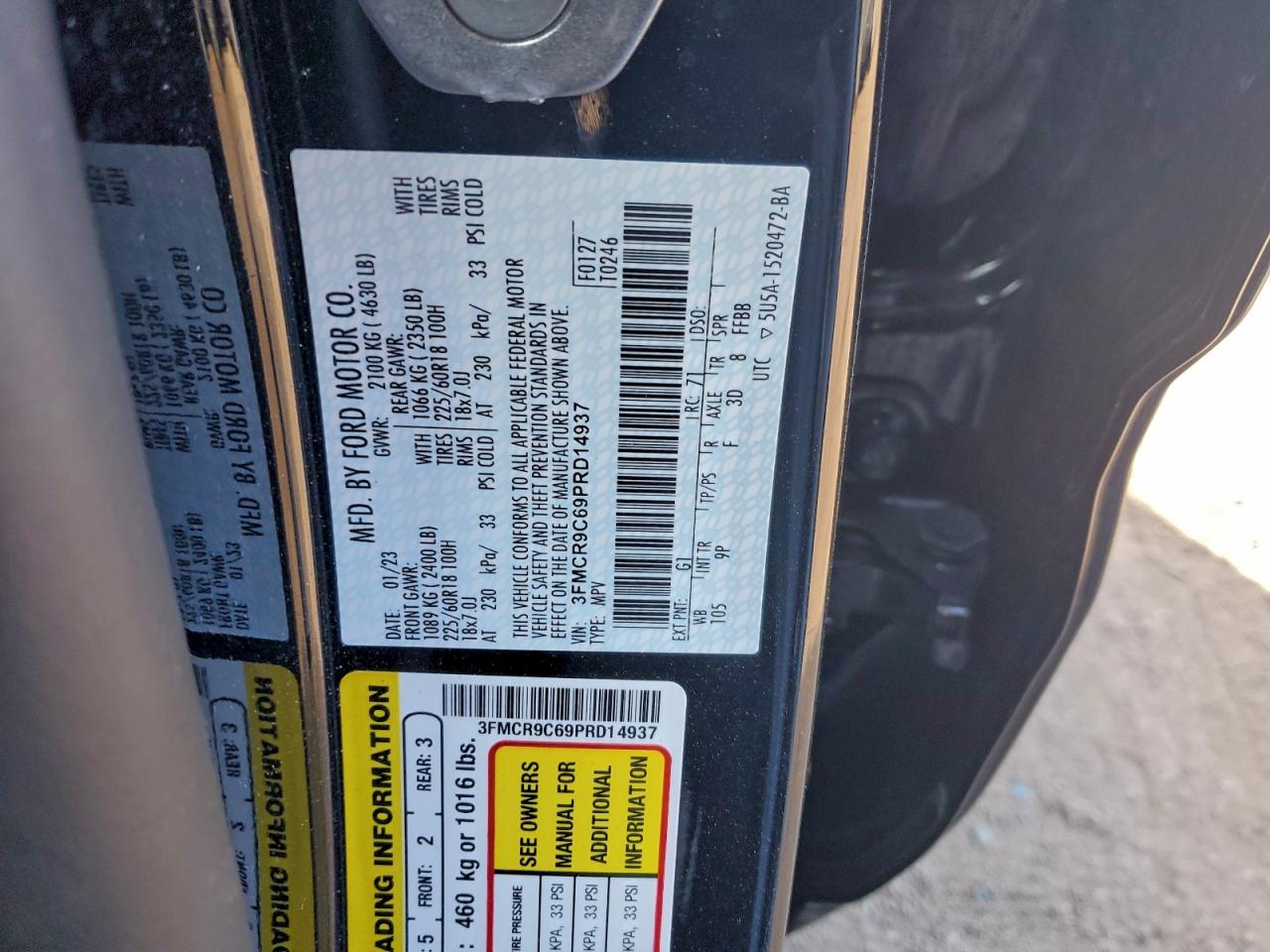 2023 Ford Bronco Sport Outer Banks VIN: 3FMCR9C69PRD14937 Lot: 94765515