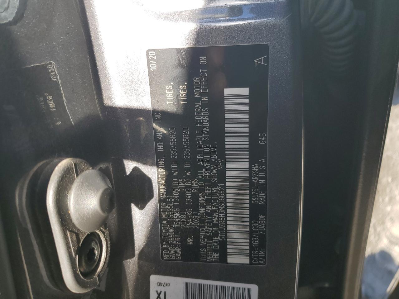 2021 Toyota Highlander Xse VIN: 5TDJZRBH3MS066921 Lot: 90948955