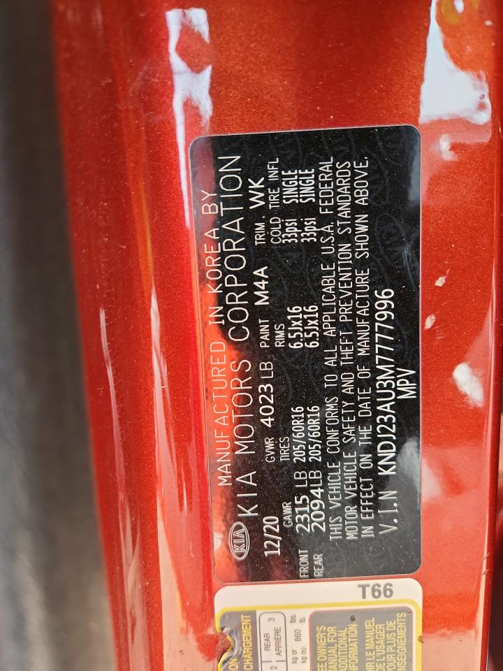 2021 Kia Soul Lx VIN: KNDJ23AU3M7777996 Lot: 92723735